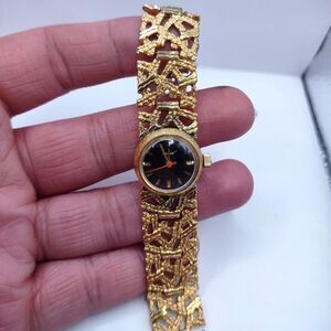 Vintage Enicar Gold Cut Out Mechanical Wind up Art Deco Wristwatch